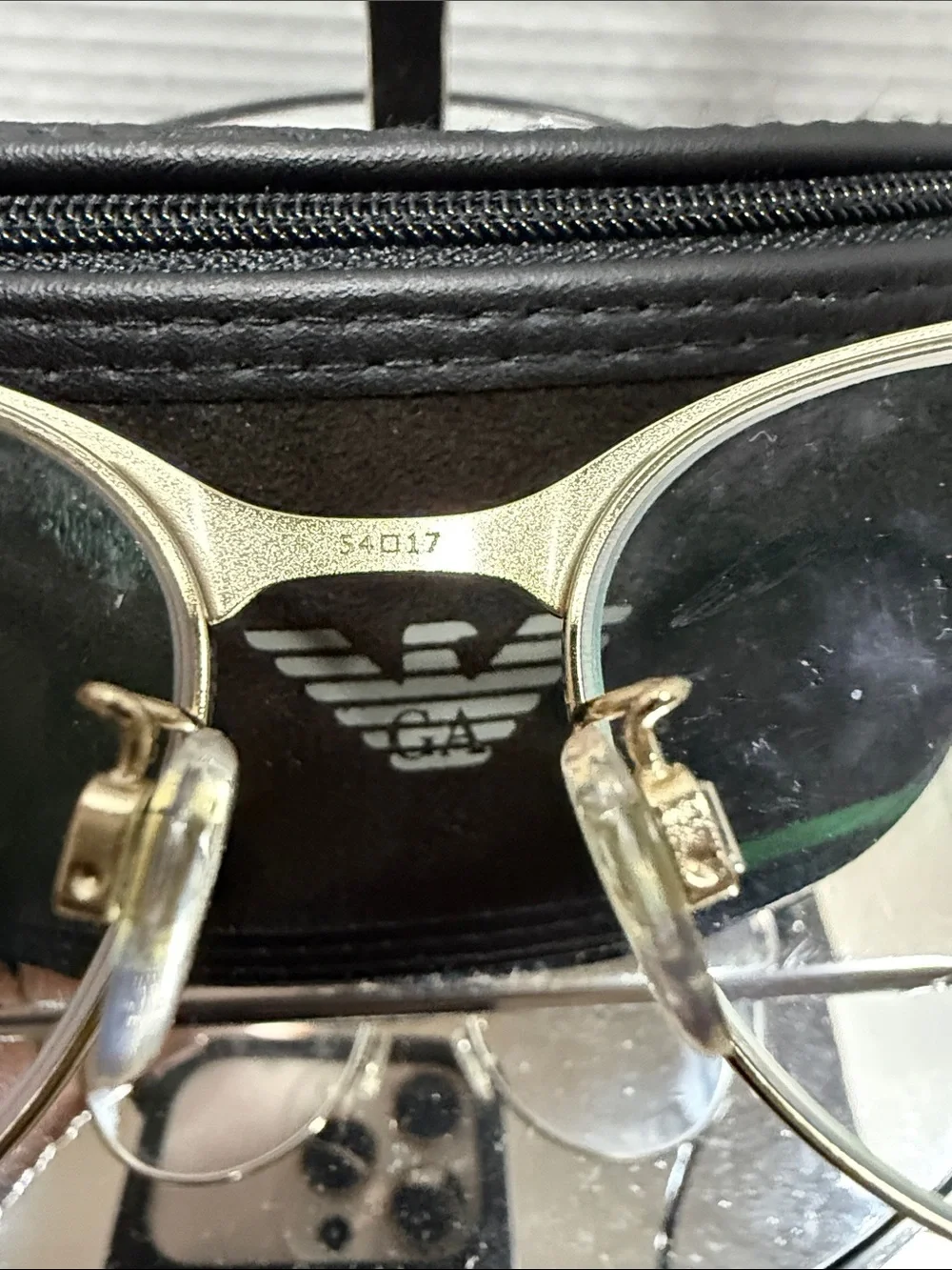 Emporio Armani Black and Gold Semi-Rim Cat-Eye Glasses w/New Case